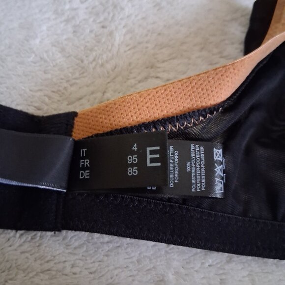 La Perla NWT Women's Size 38E Black Lace Underwire Unlined Satin Straps Bra - Picture 8 of 13